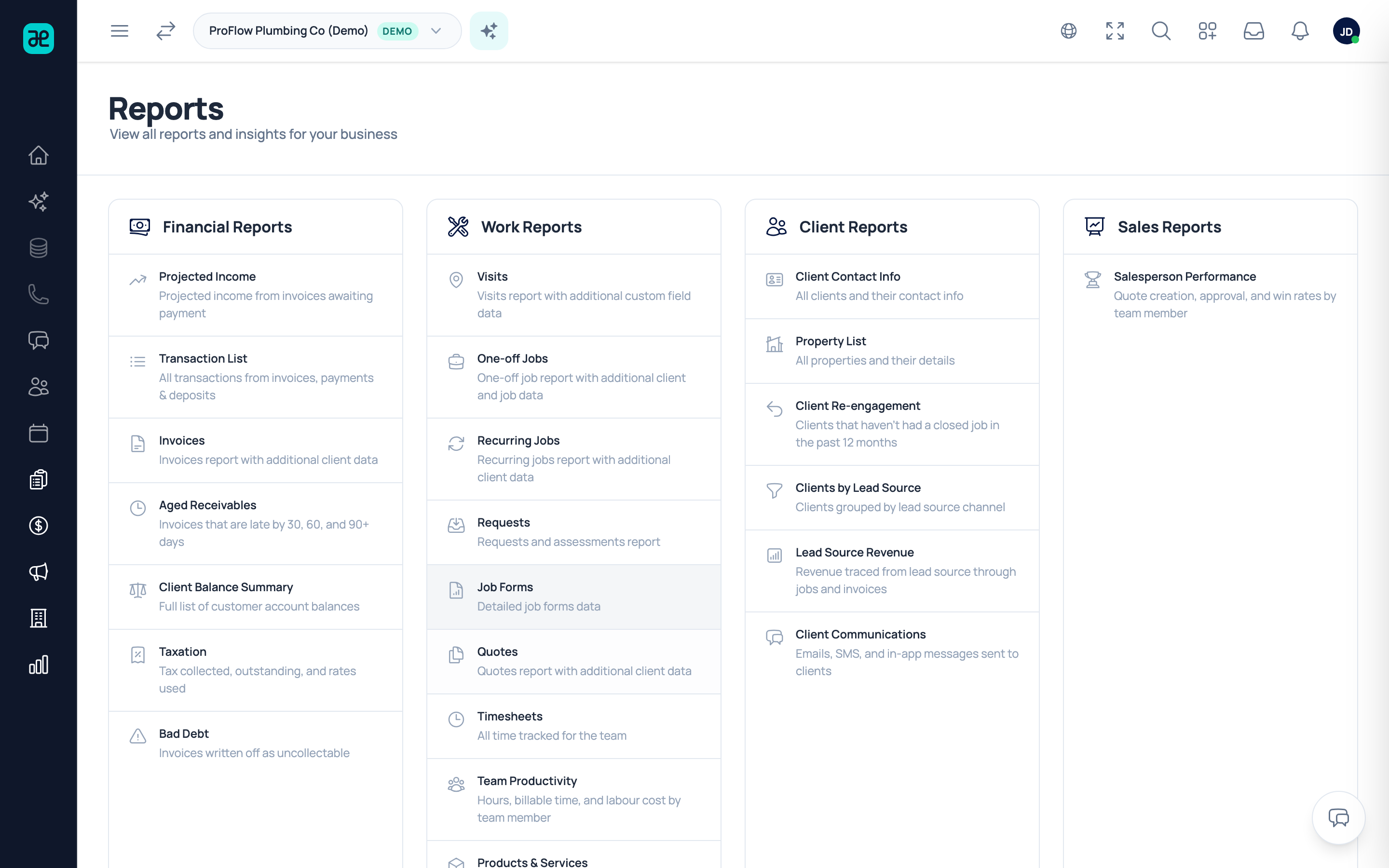 Reports & Job Costing preview